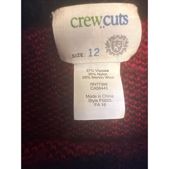 Crewcuts Kids Buffallo Plaid Sweater Size 12 Red & Black Wool Blend - Picture 2 of 3